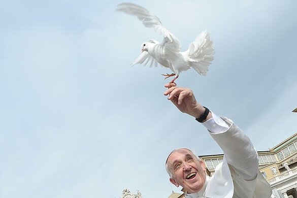 Papst Franziskus mit Taube